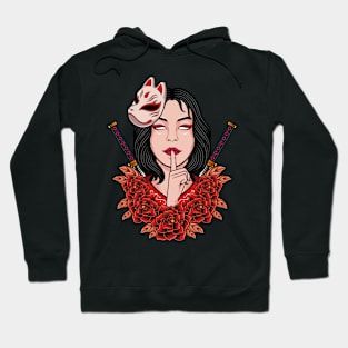 JAPANESE WOMEN GIRL WITH FLOWER ILLUSTRATION Hoodie